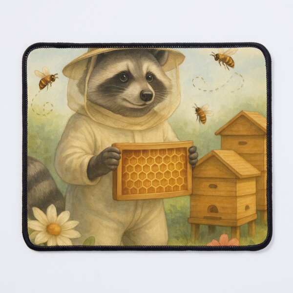 Item preview, Cute Raccoon beekeeper chooses sweet honey designed and sold by DamioPolArt.