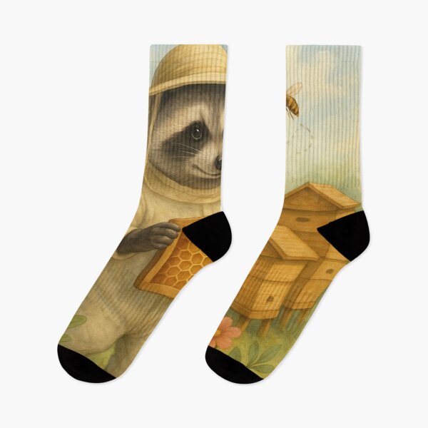 Item preview, Cute Raccoon beekeeper chooses sweet honey designed and sold by DamioPolArt.