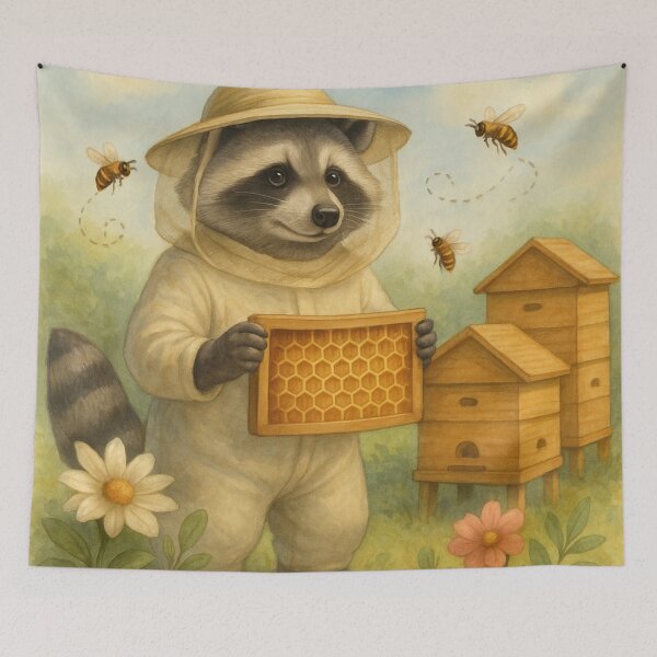 Item preview, Cute Raccoon beekeeper chooses sweet honey designed and sold by DamioPolArt.