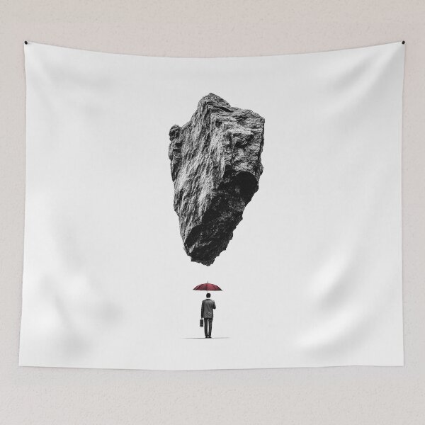 Item preview, Surreal Floating Rock Minimalist Absurdist Art Design designed and sold by Altered Pixels.