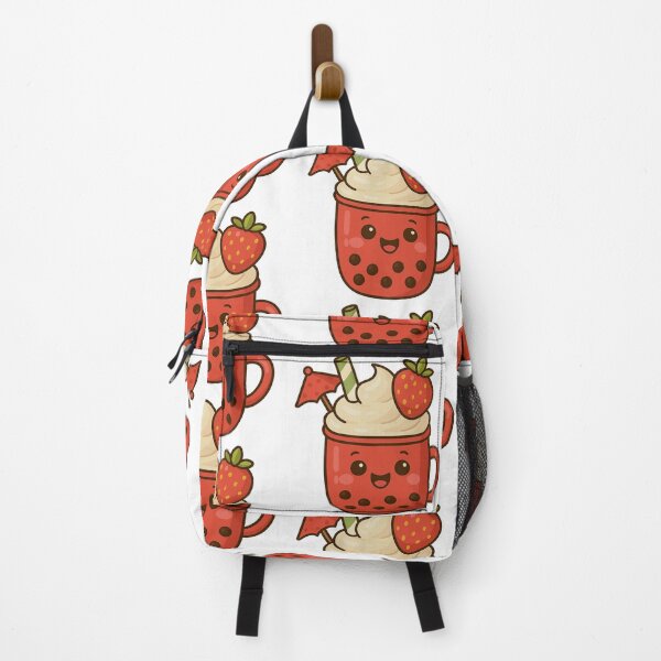Item preview, Kawaii Strawberry  Bubble Tea | Cute Red Boba Drink Character with Whipped Cream designed and sold by Asbiell.