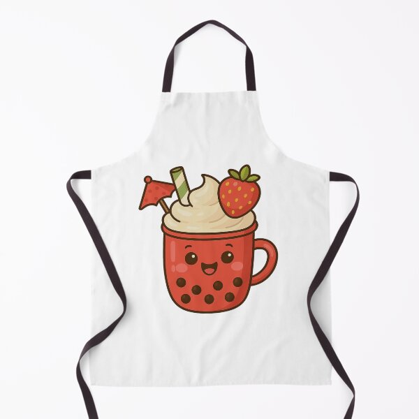 Item preview, Kawaii Strawberry Bubble Tea | Cute Red Boba Drink Character with Whipped Cream designed and sold by Asbiell.