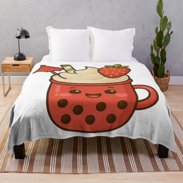 Item preview, Kawaii Strawberry Bubble Tea | Cute Red Boba Drink Character with Whipped Cream designed and sold by Asbiell.