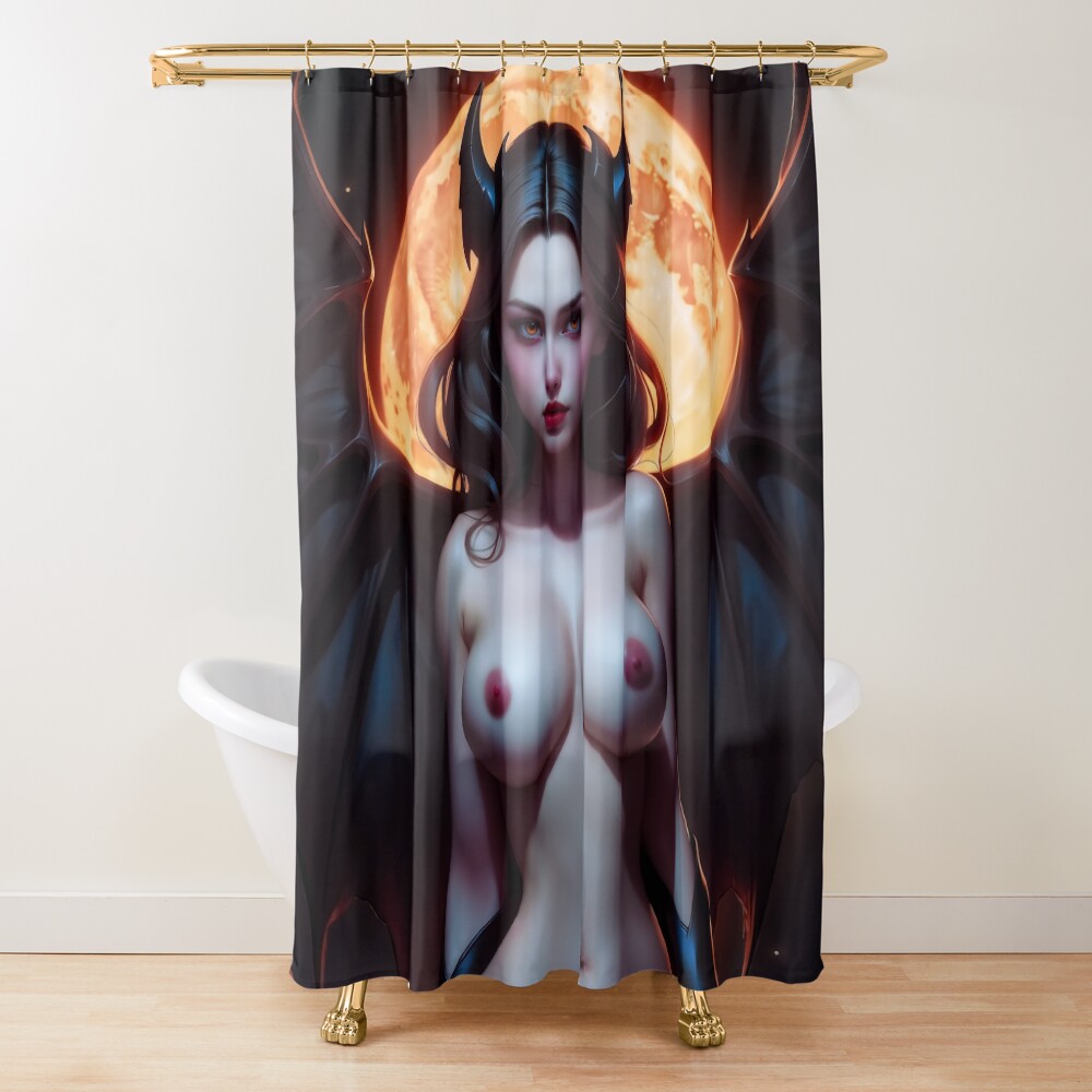 Vampire Queens Timeless Night Of Desire Under A Moonlit Sky AI Concept Art by Xzendor7 | A Dangerous Beauty 3 Vampire Queens Timeless Night Of Desire Under A Moonlit Sky Mesmerizing AI Concept Art by Xzendor7 Decorative Art Print Shower Curtain