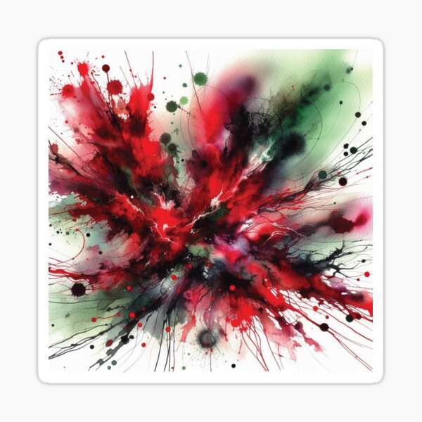 Aperçu de l'œuvre Éclaboussures d'encre rouge et verte créée et vendue par AnnaArtbyAMNA.