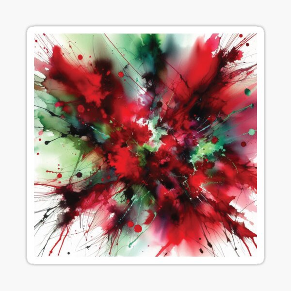 Aperçu de l'œuvre Éclaboussures d'encre rouge et verte créée et vendue par AnnaArtbyAMNA.