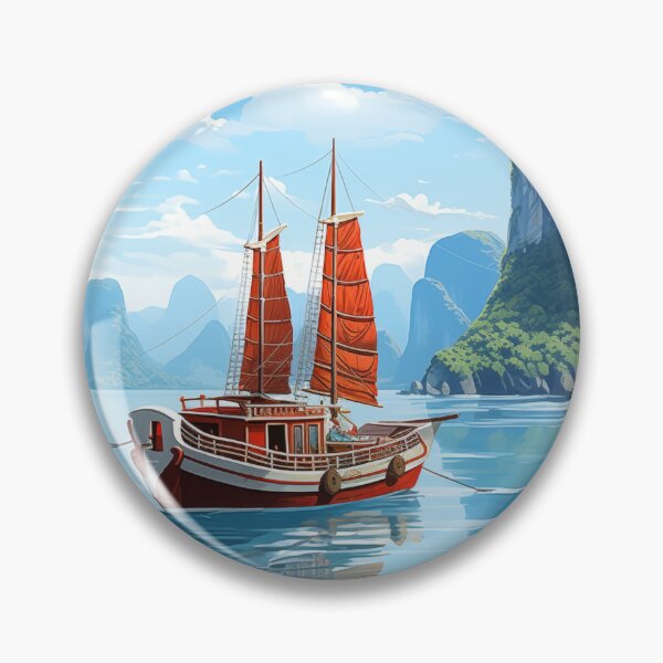Item preview, Serene Traditional Junk Boat in Vietnam's Emerald Bay designed and sold by Anuchartl.