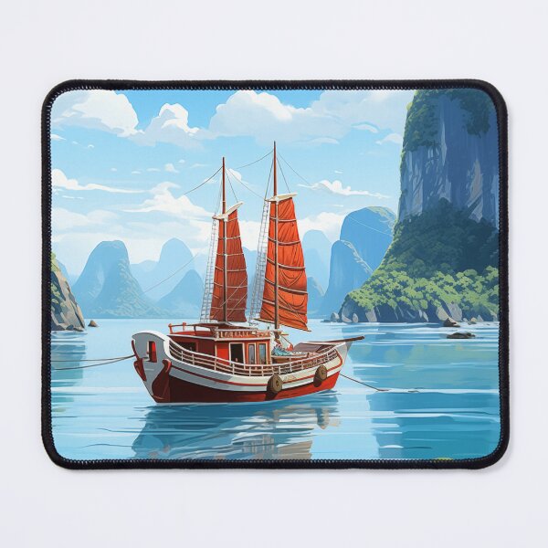 Item preview, Serene Traditional Junk Boat in Vietnam's Emerald Bay designed and sold by Anuchartl.