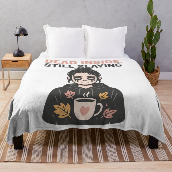 Item preview, Dead Inside Still Slaying Funny Goth Fall Coffee Halloween Sad Girl Design designed and sold by tigger shop.