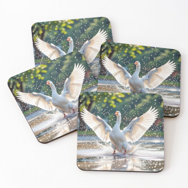 Item preview, White Goose In a Splash Pad designed and sold by Maria Dryfhout.