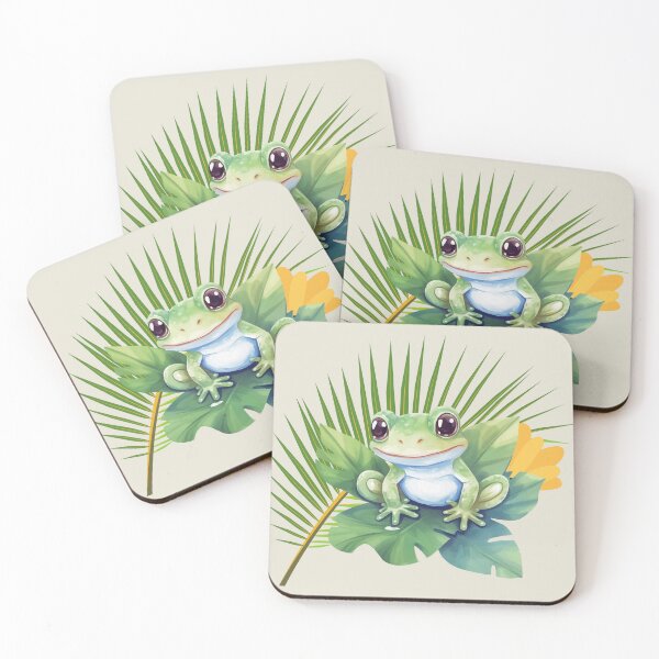 Item preview, Tropical Frog on Leaf – Cute Botanical Nature Animal Art designed and sold by Hasanify.