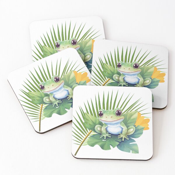Item preview, Tropical Frog on Leaf – Cute Botanical Nature Animal Art designed and sold by Hasanify.