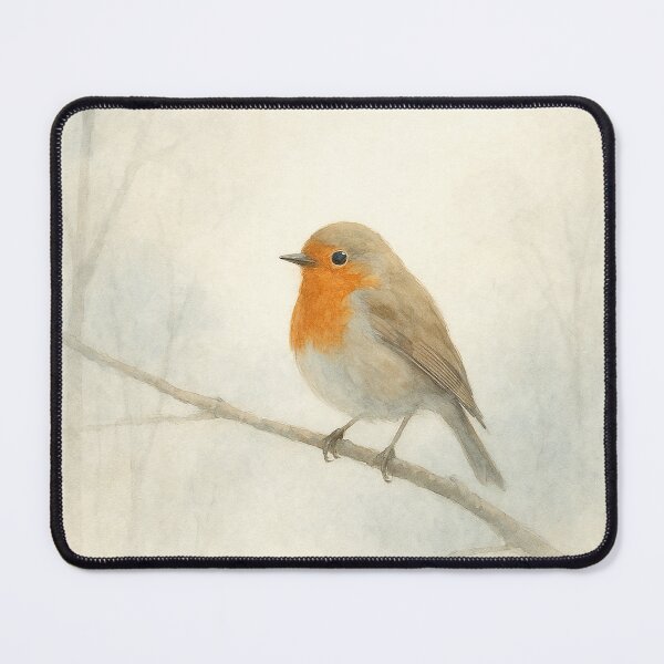 Item preview, Robin in Winter Mist - Watercolor Bird Art designed and sold by ArtfulZuzu.