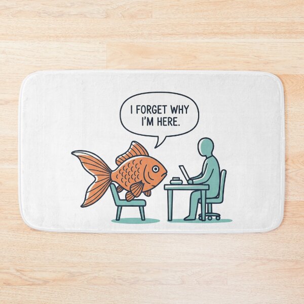 Item preview, I Forget Why I'm Here Goldfish at Desk designed and sold by Owcomm.