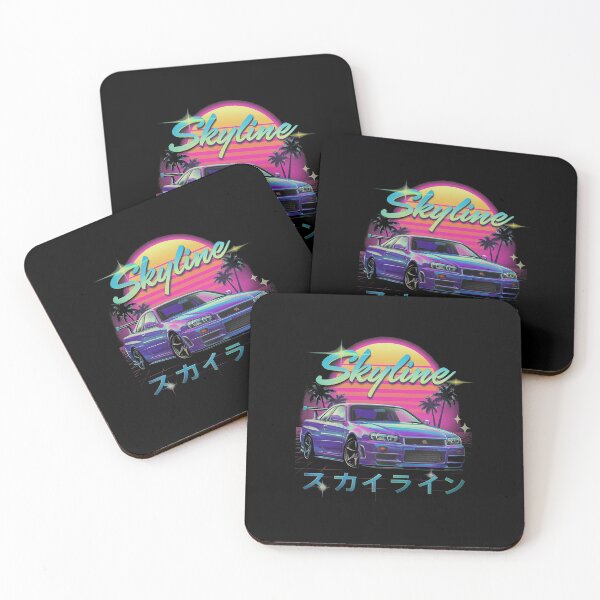 Item preview, Nissan R34 Skyline Retro Sunset Vaporwave Art designed and sold by TheArtOfCar.