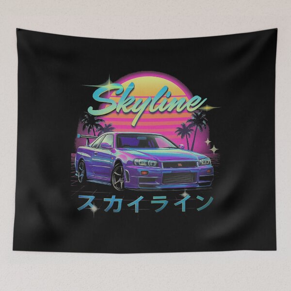 Item preview, Nissan R34 Skyline Retro Sunset Vaporwave Art designed and sold by TheArtOfCar.