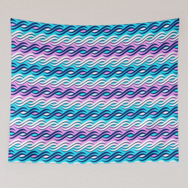 Item preview, Summer Pink and Turquoise Wave Pattern Seamless Repeat designed and sold by Sharon Schwalbe.