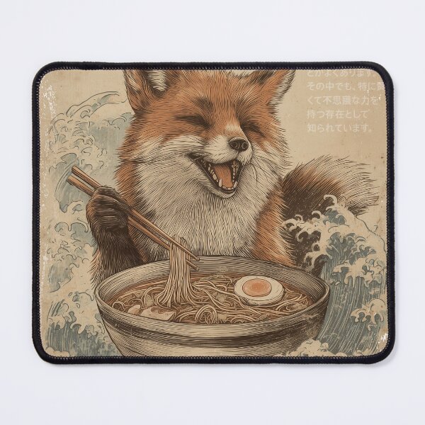 Item preview, Oh For Fox Sake - Kitsune - Fox eating ramen - japanese retro paint designed and sold by Gaviani Design Studio.