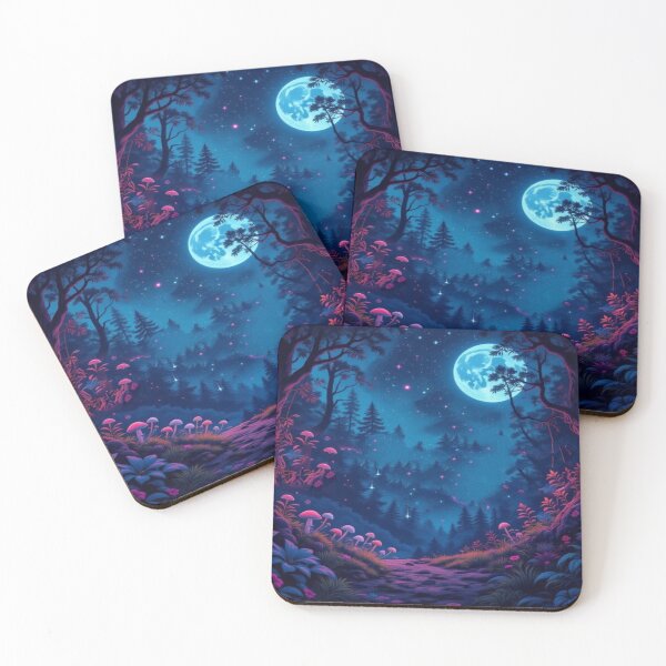 Item preview, Lunar Forest Path – Magic Mushroom Forest in the Light of the Cosmic Moon designed and sold by FotoworldEdel.