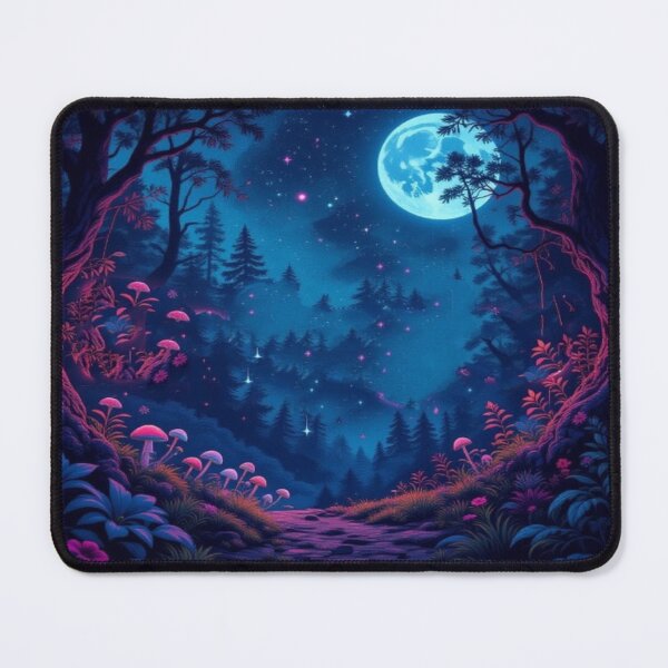 Item preview, Lunar Forest Path – Magic Mushroom Forest in the Light of the Cosmic Moon designed and sold by FotoworldEdel.