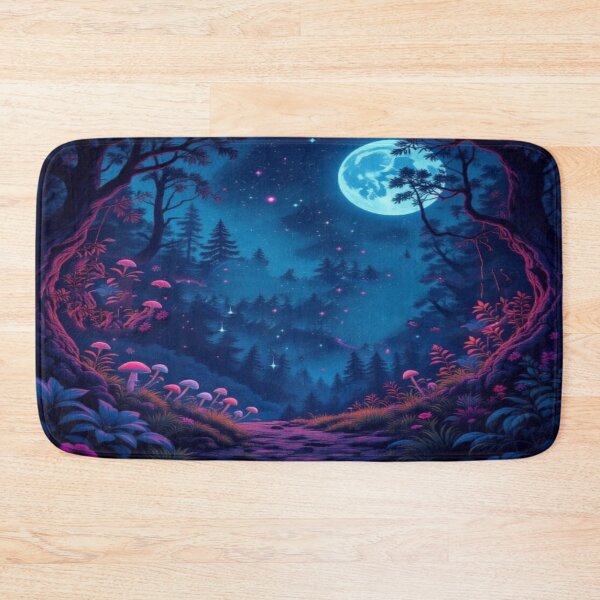 Item preview, Lunar Forest Path – Magic Mushroom Forest in the Light of the Cosmic Moon designed and sold by FotoworldEdel.