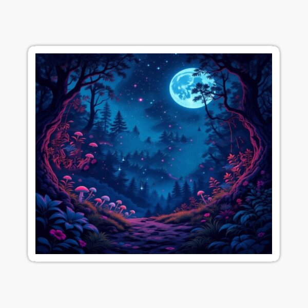 Item preview, Lunar Forest Path – Magischer Pilzwald im Licht des kosmischen Mondes designed and sold by FotoworldEdel.