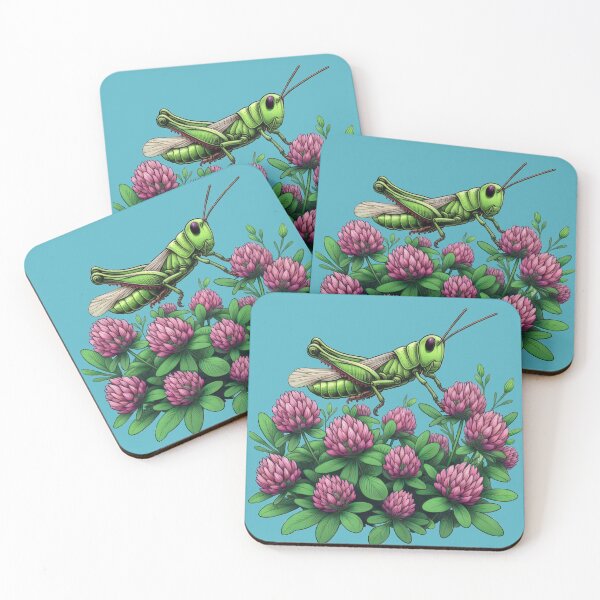 Item preview,  King of the Clover Patch: Green Grasshopper on Pink Clover designed and sold by IraBum.