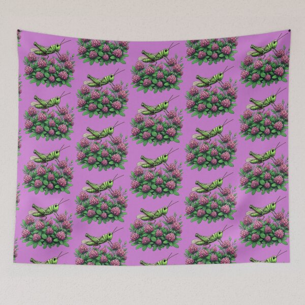 Item preview,  King of the Clover Patch: Green Grasshopper on Pink Clover designed and sold by IraBum.