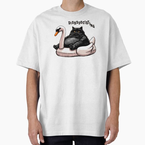 Item preview, Disassociating Chonky Cat on a Swan Floatie designed and sold by KilkennyCat Art.