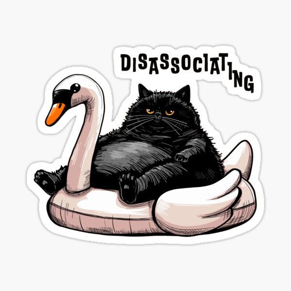 Item preview, Disassociating Chonky Cat on a Swan Floatie designed and sold by KilkennyCat Art.