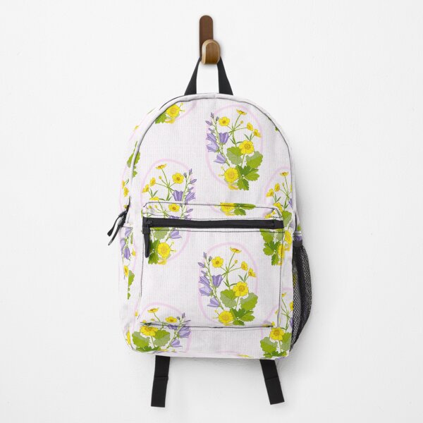 Item preview, A charming Cottagecore Farmhouse pattern featuring yellow flowers and purple bellflowers on a soft pink background. designed and sold by Olga Matskevich.