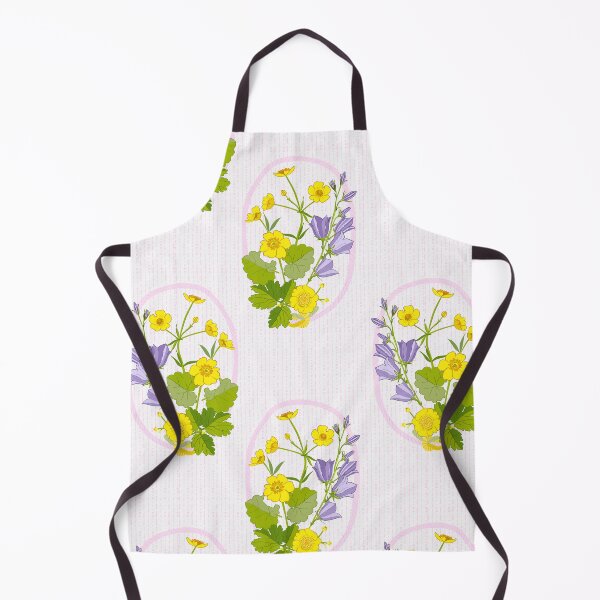 Item preview, A charming Cottagecore Farmhouse pattern featuring yellow flowers and purple bellflowers on a soft pink background. designed and sold by Olga Matskevich.