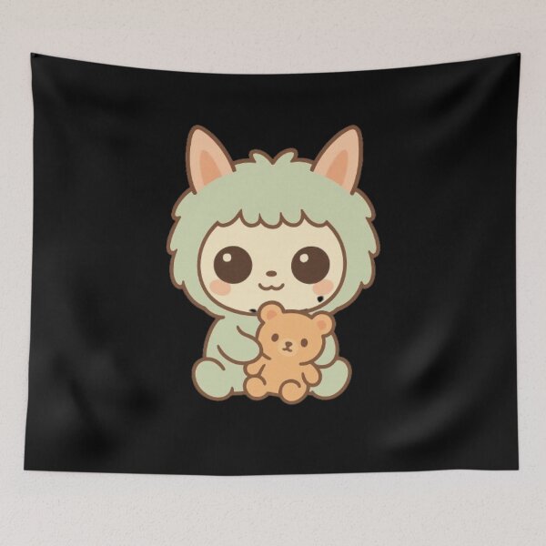 Item preview, Kawaii Baby Animal avec Ourson – Design Minimal pour Sac à Dos designed and sold by MeowLoka ⭐⭐⭐⭐.