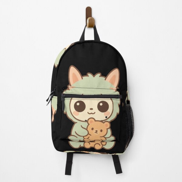 Aperçu de l'œuvre Kawaii Baby Animal avec Ourson – Design Minimal pour Sac à Dos créée et vendue par MeowLoka ⭐⭐⭐⭐.