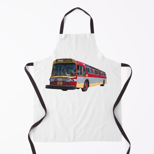 Item preview, Red gold Vintage San Francisco Muni Bus on white designed and sold by PIXEL POP DESIGNS - Beyond the Norm!.