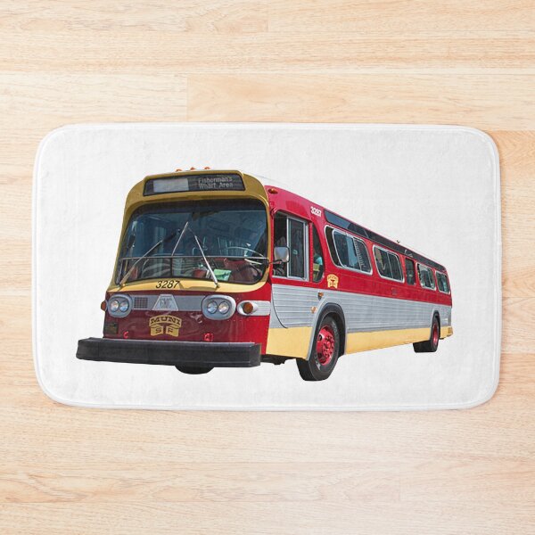 Item preview, Red gold Vintage San Francisco Muni Bus on white designed and sold by PIXEL POP DESIGNS - Beyond the Norm!.