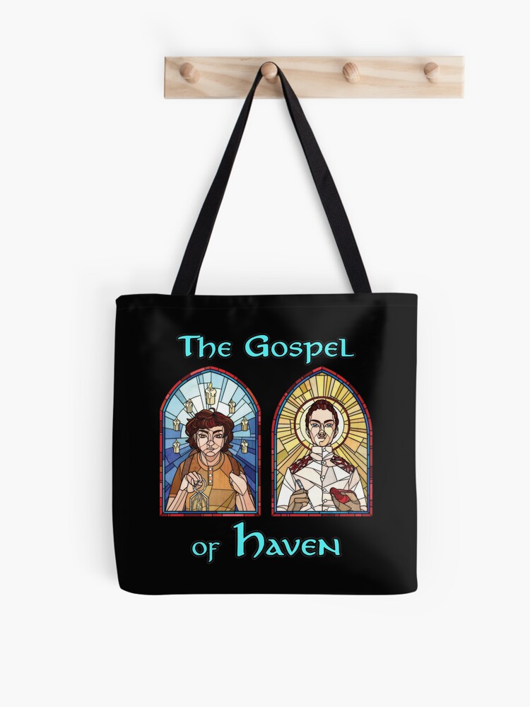 Thumbnail 1 of 2, Tote Bag, The Gospel of Haven-  Saint Portrait with Title- Rebecca and Isiah designed and sold by EelsongStudios.