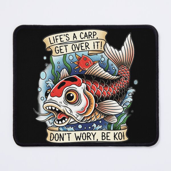 Item preview, Life's a Carp, Get Over It! - Funny Old School Koi Tattoo designed and sold by montechabadart.