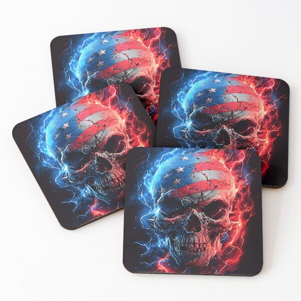 Item preview, Patriotic detailed American flag skull designed and sold by dcrc.