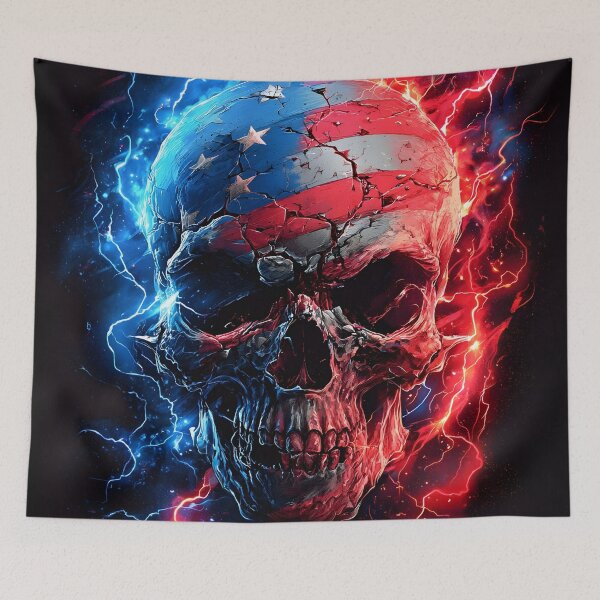 Item preview, Patriotic detailed American flag skull designed and sold by dcrc.