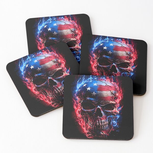Item preview, Patriotic detailed American flag skull designed and sold by dcrc.