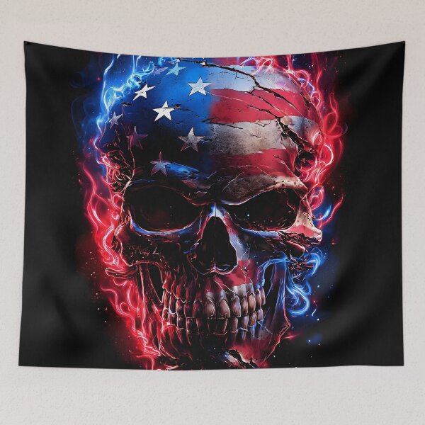 Item preview, Patriotic detailed American flag skull designed and sold by dcrc.