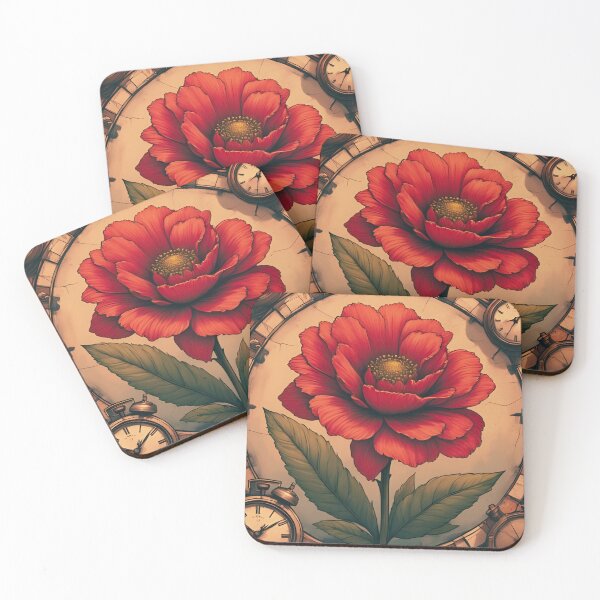 Item preview, "Echoes of Time – Turquoise Shadows & Orange Bloom" antique clocks.  designed and sold by coolcomonshirts.