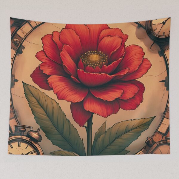 Item preview, "Echoes of Time – Turquoise Shadows & Orange Bloom" antique clocks.  designed and sold by coolcomonshirts.
