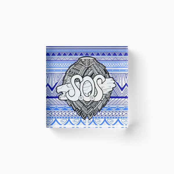 Item preview, SOS Driftwood on Tribal Sea Turtle Shell & Blue Tribal Background designed and sold by Steeb757.