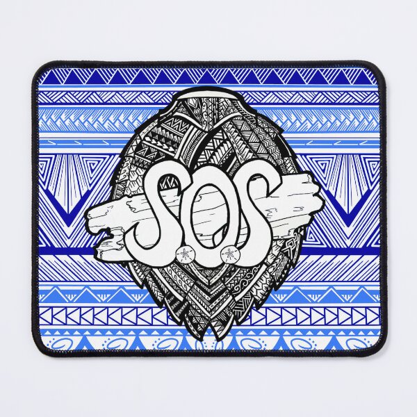 Item preview, SOS Driftwood on Tribal Sea Turtle Shell & Blue Tribal Background designed and sold by Steeb757.