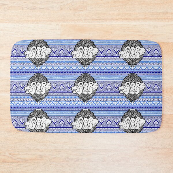 Item preview, SOS Driftwood on Tribal Sea Turtle Shell & Blue Tribal Background designed and sold by Steeb757.