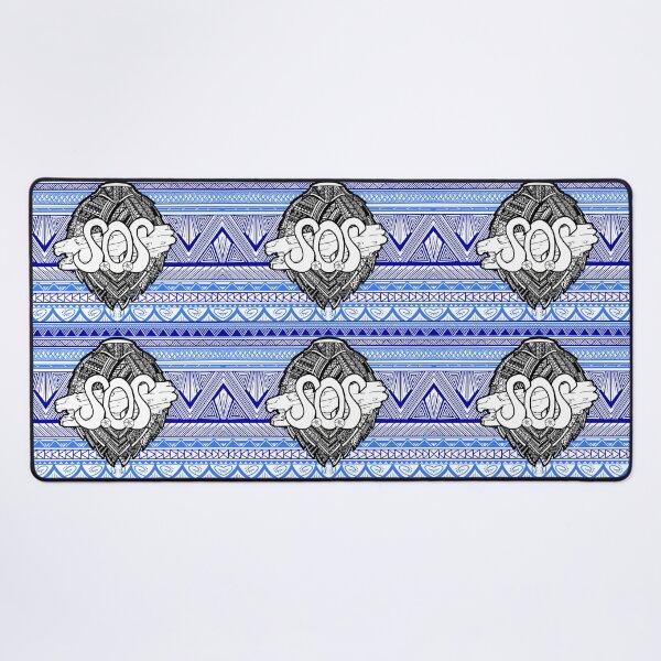 Item preview, SOS Driftwood on Tribal Sea Turtle Shell & Blue Tribal Background designed and sold by Steeb757.