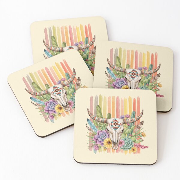 Item preview, Desert cactus, Native Americans, cow Skull and succulents plant, texan catus and flowers designed and sold by Collagedream.