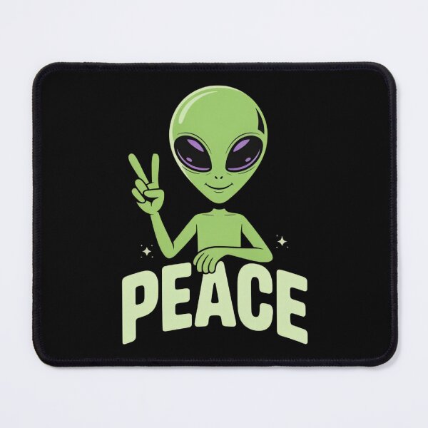 Item preview, Friendly Lime-Green Alien Peace Sign – Cosmic Vector Art with Glowing Text designed and sold by ARTReMi.